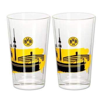 Borussia Dortmund BVB Wasserglas Skyline 2er Set 200 ml